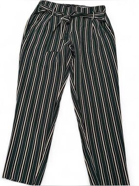 Body by Us Striped Tie-Waist Trousers - Dark Green & Goldenrod Gold Size Large